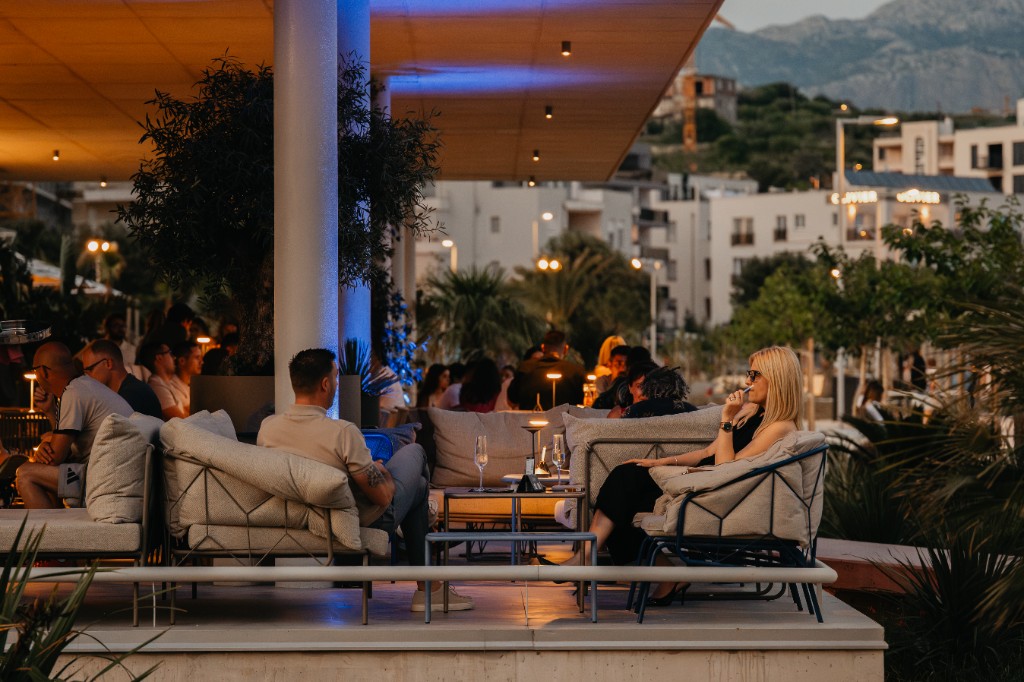 Lounge seating at dusk with sea views, Central Beach Split